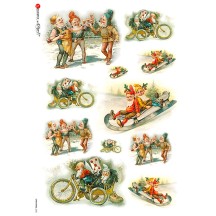Festive Gnomes Rice Paper Decoupage Sheet ~ Italy