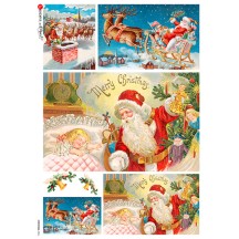 Santa on Christmas Eve Rice Paper Decoupage Sheet ~ Italy
