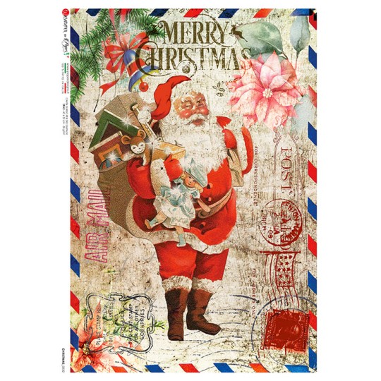 Santa's Christmas Post Rice Paper Decoupage Sheet ~ Italy