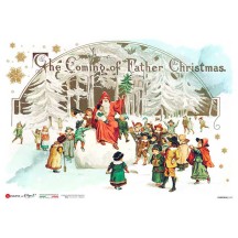 Father Christmas Scene Rice Paper Decoupage Sheet ~ Italy