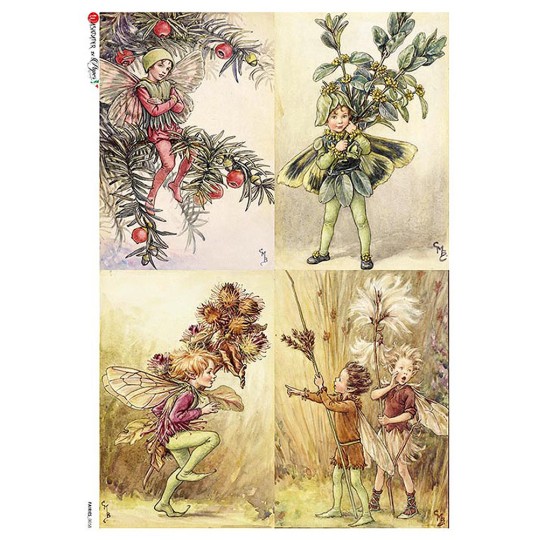 Fairies of Winter II Fairy Flower Fairies Rice Paper Decoupage Sheet ~ Italy