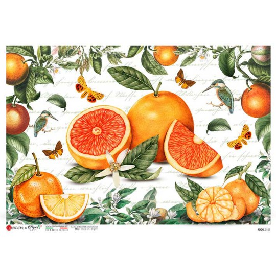 Oranges Rice Paper Decoupage Sheet ~ Italy
