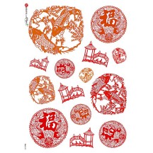 Japonisme Red Koi and Garden Elements Rice Paper Decoupage Sheet ~ Italy