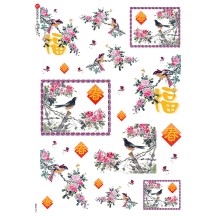 Japonisme Bird and Floral Scenes Rice Paper Decoupage Sheet ~ Italy