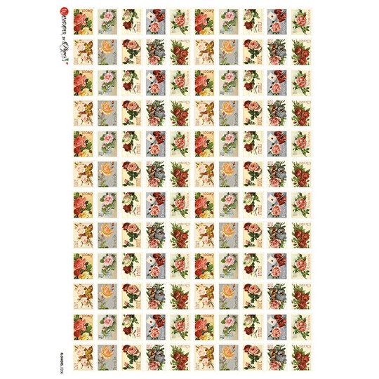 Petite Flower Stamps Rice Paper Decoupage Sheet ~ Italy