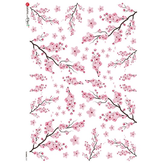 Cherry Blossoms Rice Paper Decoupage Sheet ~ Italy