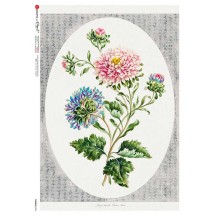Large Chrysanthemum Spray Rice Paper Decoupage Sheet ~ Italy