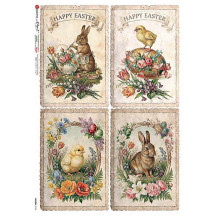 Charming Chick and Bunny Easter Rice Paper Decoupage Sheet ~ Italy