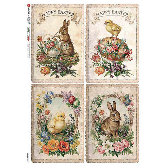 Charming Chick and Bunny Easter Rice Paper Decoupage Sheet ~ Italy