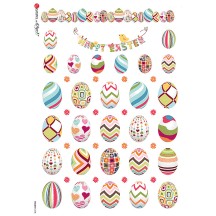 Colorful Easter Eggs Rice Paper Decoupage Sheet ~ Italy