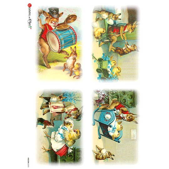 Vintage Easter Scenes Rice Paper Decoupage Sheet ~ Italy