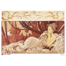 Art Nouveau Mucha Reclining Woman Rice Paper Decoupage Sheet ~ Italy