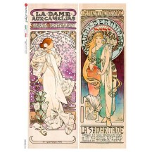 Art Nouveau Mucha ladies Rice Paper Decoupage Sheet ~ Italy