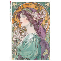 Art Nouveau Maiden Rice Paper Decoupage Sheet ~ Italy
