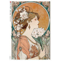 Art Nouveau Maiden Rice Paper Decoupage Sheet ~ Italy