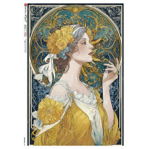 Art Nouveau Maiden Rice Paper Decoupage Sheet ~ Italy