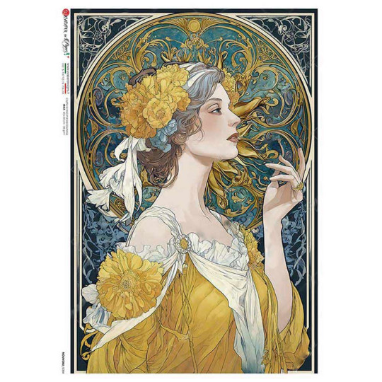 Art Nouveau Maiden Rice Paper Decoupage Sheet ~ Italy