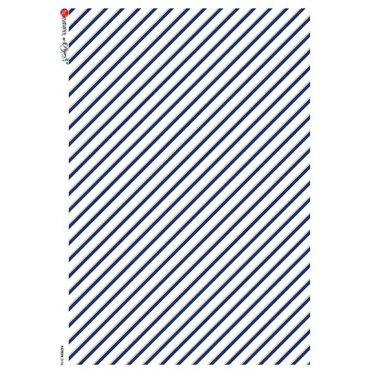 Blue Stripes Rice Paper Decoupage Sheet ~ Italy