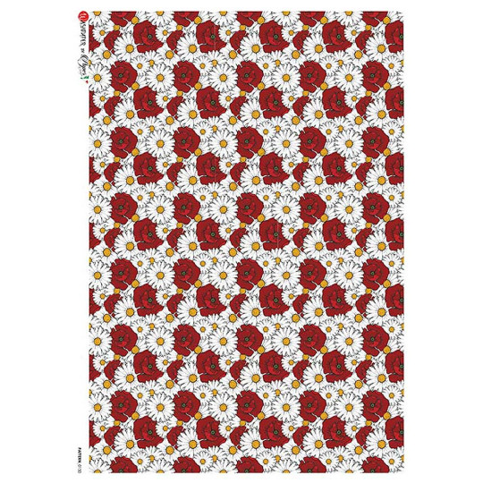 Daisies and Poppies Floral Rice Paper Decoupage Sheet ~ Italy