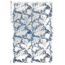 Blue Leaves Rice Paper Decoupage Sheet ~ Italy