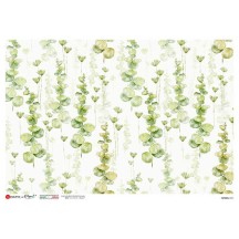 Eucalyptus Branches Rice Paper Decoupage Sheet ~ Italy