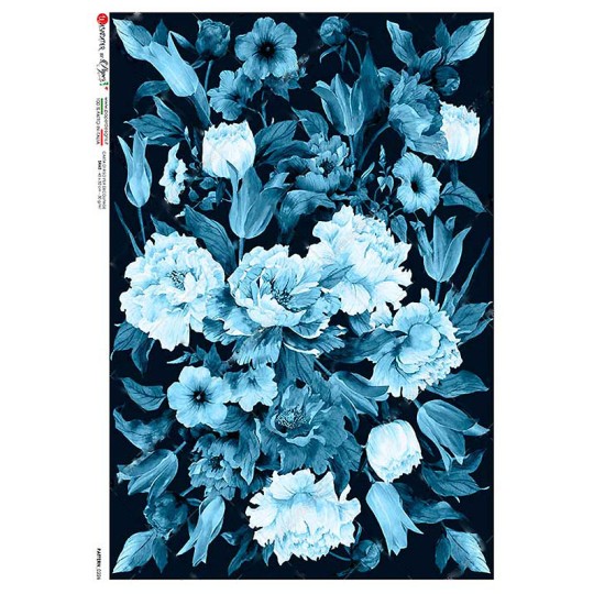 Dramatic Florals Rice Paper Decoupage Sheet ~ Italy