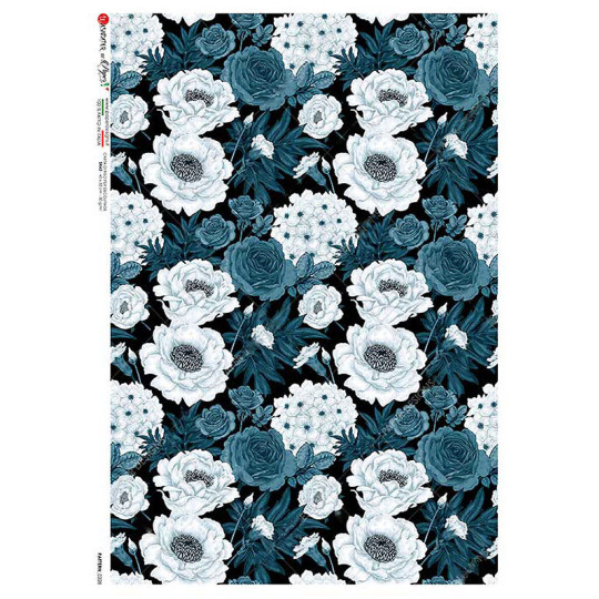 Dramatic Florals Rice Paper Decoupage Sheet ~ Italy