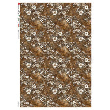 Brown Floral Design Rice Paper Decoupage Sheet ~ Italy