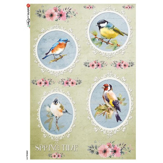 Springtime Birds Rice Paper Decoupage Sheet ~ Italy