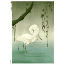 Chinoiserie Egrets in Pond Rice Paper Decoupage Sheet ~ Italy