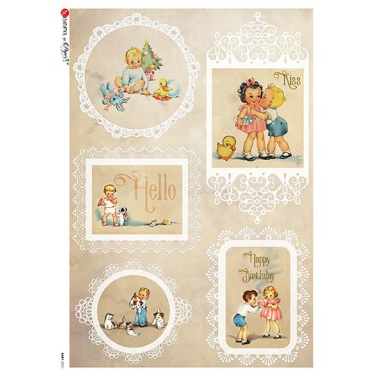 Vintage Children and Babies Rice Paper Decoupage Sheet ~ Italy