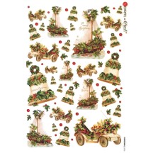 Christmas Holly Rice Paper Decoupage Sheet ~ Italy
