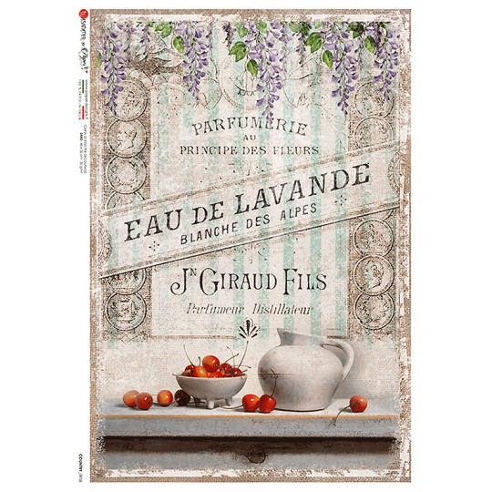 French Country Collage Ephemera Rice Paper Decoupage Sheet ~ Italy