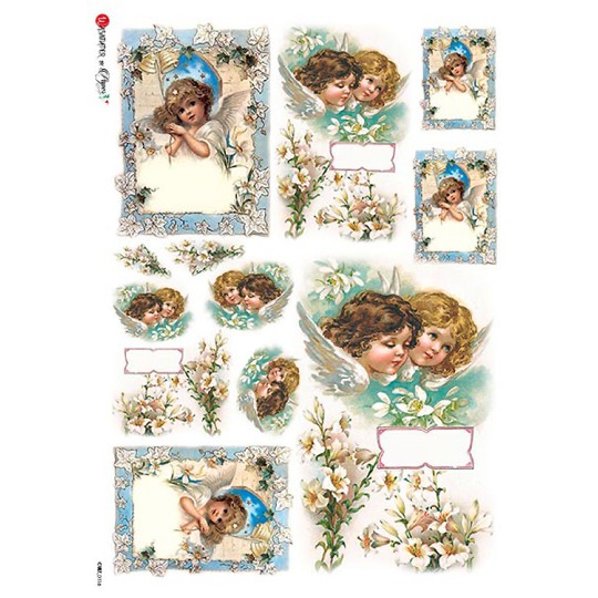 Angels with Lilies Rice Paper Decoupage Sheet ~ Italy