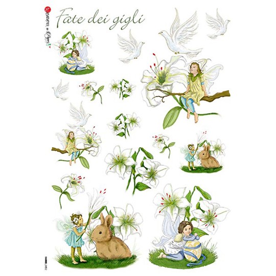 Lilies Fairy Italian Flower Fairies Rice Paper Decoupage Sheet ~ Italy