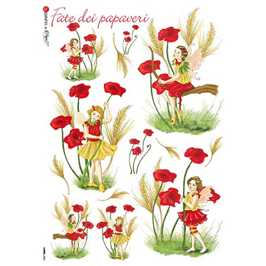 Poppy Fairy Italian Flower Fairies Rice Paper Decoupage Sheet ~ Italy