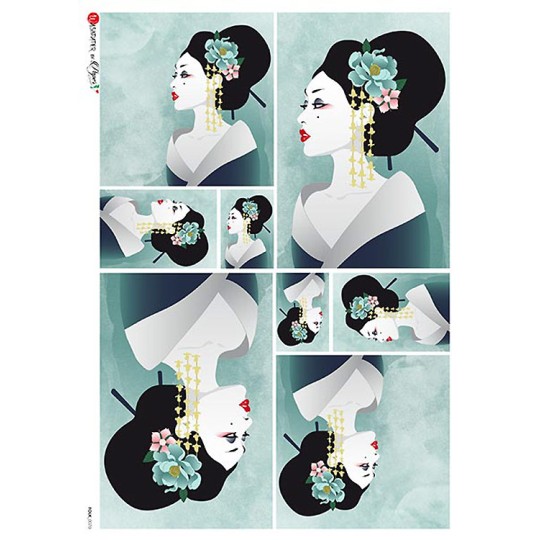 Art Deco Japanese Women Rice Paper Decoupage Sheet ~ Italy