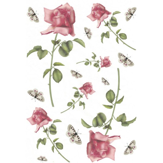 Roses and Butterflies Rice Paper Decoupage Sheet ~ Italy