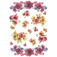 Wild Flower Swags Rice Paper Decoupage Sheet ~ Italy