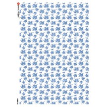 Blue Calico Flowers Rice Paper Decoupage Sheet ~ Italy