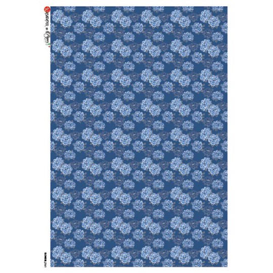Blue Flowers Rice Paper Decoupage Sheet ~ Italy