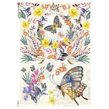 Butterflies and Flowers Rice Paper Decoupage Sheet ~ Italy