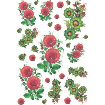 Folkloric Flowers Rice Paper Decoupage Sheet ~ Italy