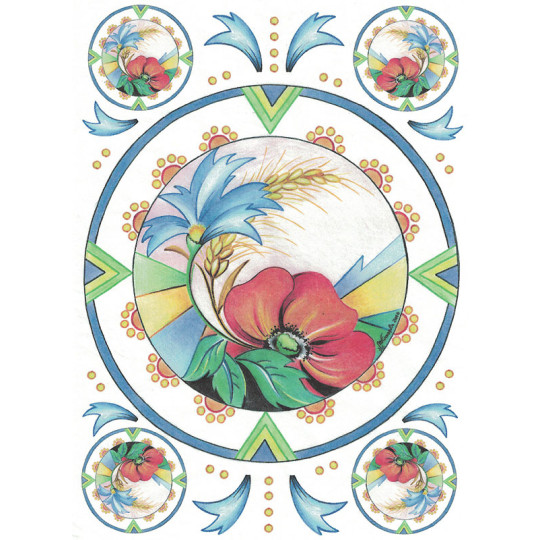 Field Flowers Medallions Rice Paper Decoupage Sheet ~ Italy
