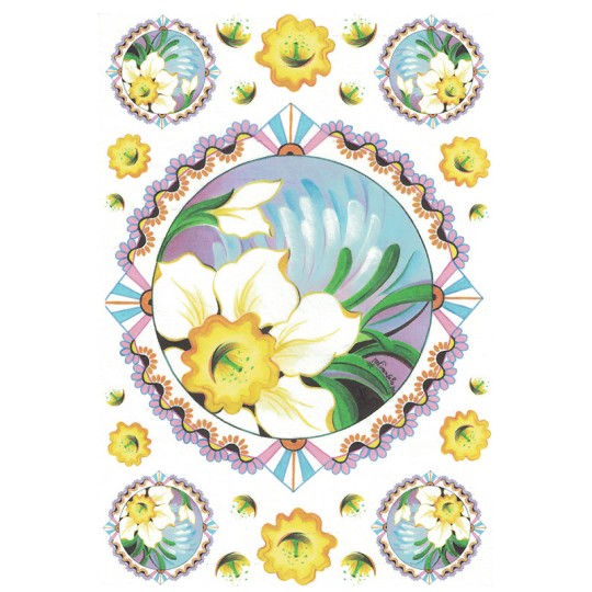 Daffodil Medallions Rice Paper Decoupage Sheet ~ Italy