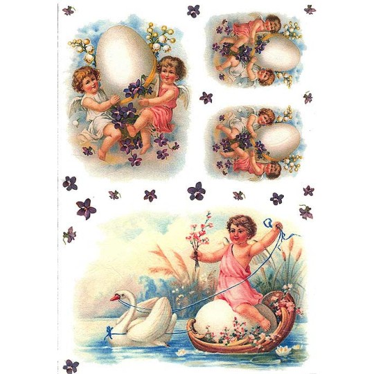 Easter Angels with Eggs Rice Paper Decoupage Sheet ~ Italy