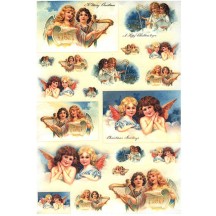 Musical Christmas Angels Rice Paper Decoupage Sheet ~ Italy