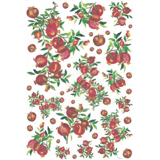 Mixed Pomegranates Rice Paper Decoupage Sheet ~ Italy