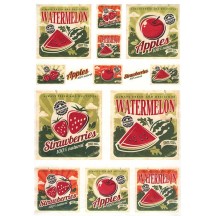 Fruit Labels Print Rice Paper Decoupage Sheet ~ Italy