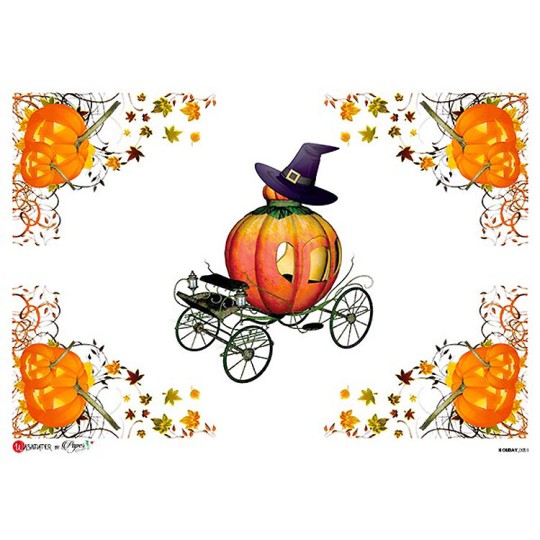 Halloween Pumpkin Print Rice Paper Decoupage Sheet ~ Italy
